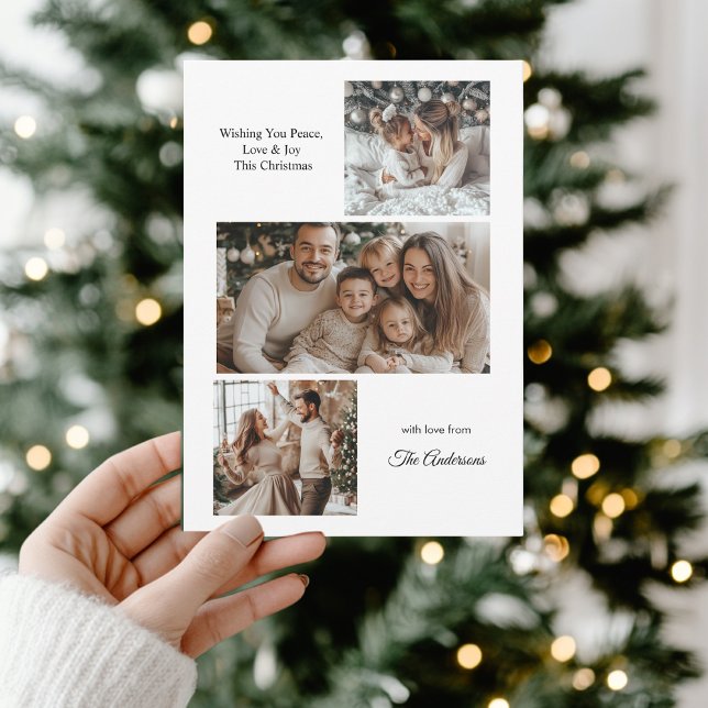 Cartão De Festividades Natal da Colagem de Fotos da Família Moderna Minim (Criador carregado)