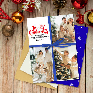 Cartão De Festividades Natal da Colagem de Fotos da Família Molhada de Pr