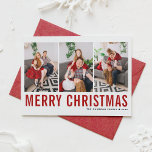 Cartão De Festividades Natal da Colagem de Fotos da Tipografia Clássica V<br><div class="desc">Feliz Natal! Mande seus desejos calorosos esta temporada com este cartão de colagem de fotos de Natal personalizável. Apresenta uma tipografia simples. Personalize adicionando três fotos,  nomes,  ano e outros detalhes. Este cartão de Natal moderno está disponível em outras cores e estoque de papelão.</div>