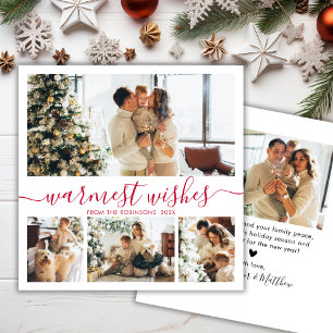 Cartão De Festividades Natal da Colagem de Fotos de Script Minimalista El