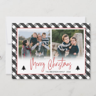 Cartão De Festividades Natal da Colagem de Fotos de Verificação de Buff