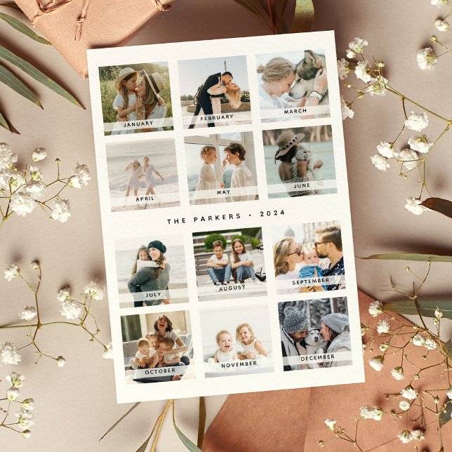 Cartão De Festividades Natal da Colagem de Fotos do Calendário Moderno (Criador carregado)