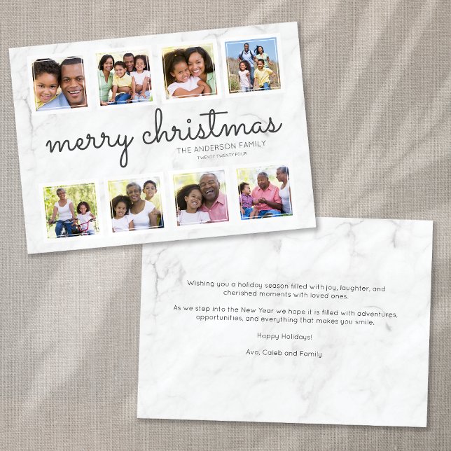 Cartão De Festividades Natal da Colagem de Fotos do Script Marble (Criador carregado)