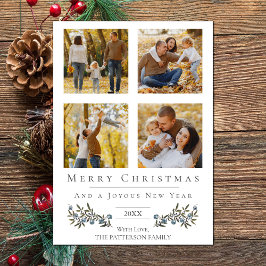 Cartão De Festividades Natal da Colagem de Fotos Jingle Bells | Branca