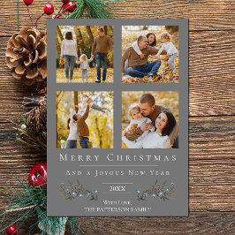 Cartão De Festividades Natal da Colagem de Fotos Jingle Bells | Cinza