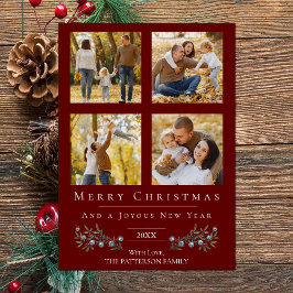 Cartão De Festividades Natal da Colagem de Fotos Jingle Bells | Vermelha