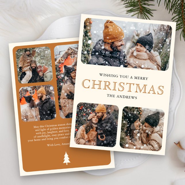 Cartão De Festividades Natal da Colagem de Fotos Mínima 6 Amarelo Moderno (Criador carregado)