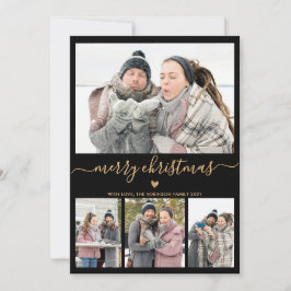 Cartão De Festividades Natal da Colagem de Fotos Minimalista Elegante 4