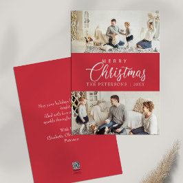 Cartão De Festividades Natal da Colagem de Fotos Rosa Moderna