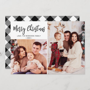 Cartão De Festividades Natal da Colagem de Fotos Russas da Xadrez Buffalo