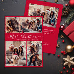 Cartão De Festividades Natal da Colagem de Fotos Vermelha 5 do Elegant Sc<br><div class="desc">A Moderna e Simples Colagem de Fotos Red 5 da Caligrafia Elegante Merry Christmas Script Holiday Card. , POR FAVOR, ESSAS PLACAS DE TAMANHO X 8, 75" DE 6, 5" SÃO MAIORES QUE A MÉDIA, DEVIDO AO TAMANHO MAIOR DA PLACA, É QUASE CERTO QUE OS CUSTOS DE POSTAGEM SERÃO MAIS...</div>