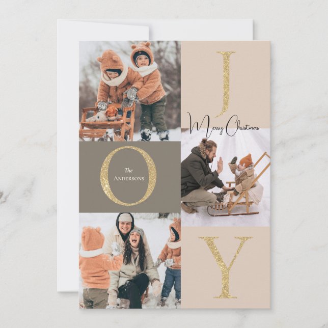 Cartão De Festividades Natal da Colagem Fotográfica Festiva Moderna (Frente)