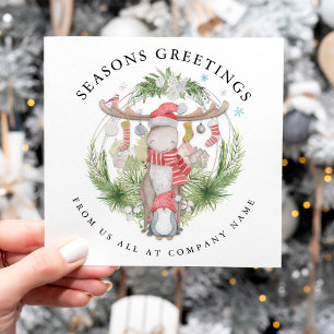 Cartão De Festividades Natal da Companhia de Reindeer Penguin Humorista