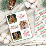 Cartão De Festividades Natal da família Chic com Tipografia Retrópica Col<br><div class="desc">Cartão de Férias de Natal da Família Chic com Tipografia Retroativa Colorida</div>