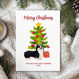 Cartão De Festividades Natal da família Corgi