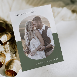 Cartão De Festividades Natal da família criativa de Oval Verde da EMELIA