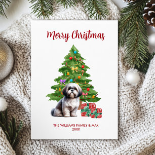 Cartão De Festividades Natal da Família de Cachorros Shih Tzu