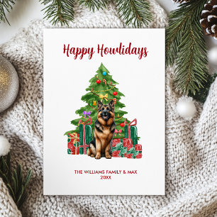 Cartão De Festividades Natal da família de cães German shepherd personali