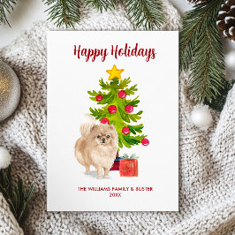 Cartão De Festividades Natal da Família de Cães Pomeraniana