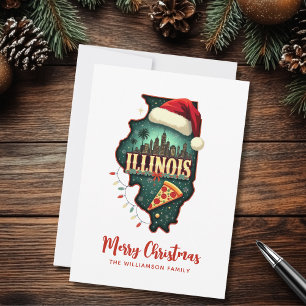 Cartão De Festividades Natal da Família de Diversão do Estado de Illinois
