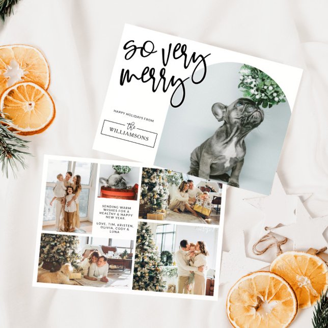 Cartão De Festividades Natal da família de fotos do Arch Moderno (Cute Modern Family Photo Card)