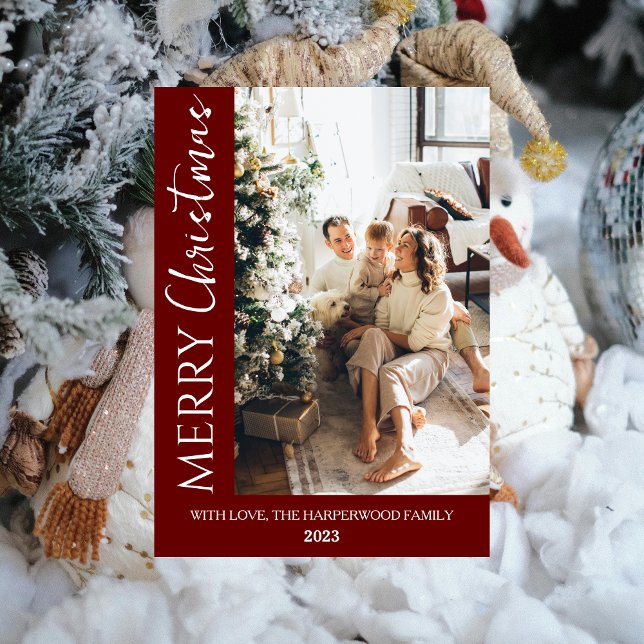 Cartão De Festividades Natal da Família de Fotos Moderna de Tendy Minimal (Criador carregado)