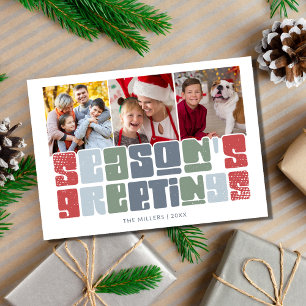 Cartão De Festividades Natal da família de fotos retrógradas da temporada