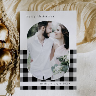 Cartão De Festividades Natal da Família de Xadrezes Negra de Buffalo