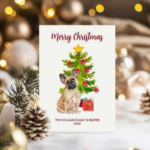 Cartão De Festividades Natal da Família dos Cachorros-Bulldog Franceses