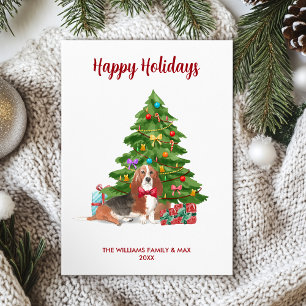 Cartão De Festividades Natal da família dos cães de caça Basset