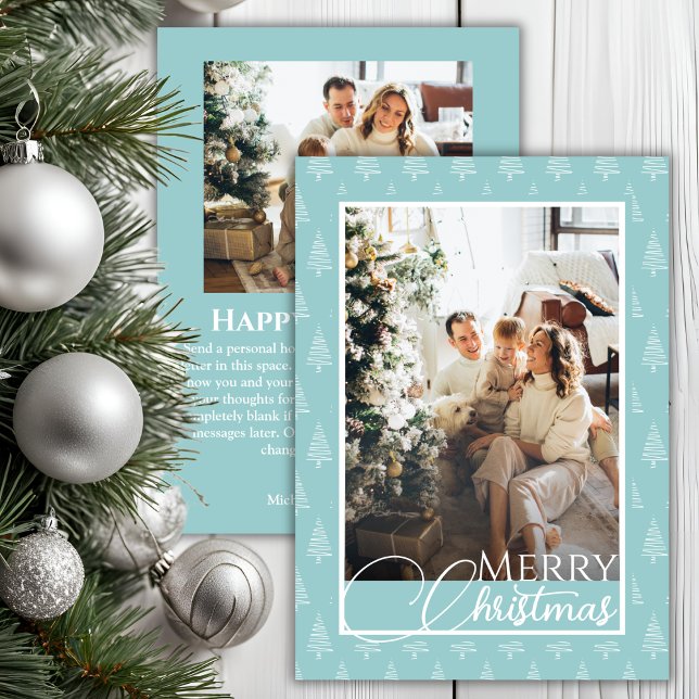 Cartão De Festividades Natal da família dupla face clássica moderna (Modern Classic Double Sided Family Photo Christmas Holiday Card)