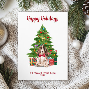 Cartão De Festividades Natal da família inglesa Spaniel Dog