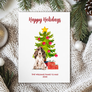 Cartão De Festividades Natal da família inglesa Spaniel Dog