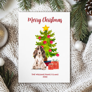 Cartão De Festividades Natal da família inglesa Spaniel Dog