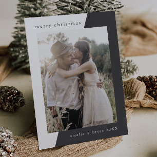 Cartão De Festividades Natal da Família Mínima Única de Cinzas EMELIA