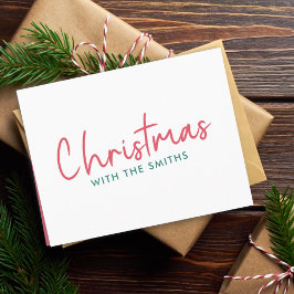 Cartão De Festividades Natal da família | Nome da família minimalista mod