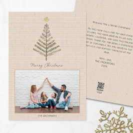 Cartão De Festividades Natal da família personalizada minimalista rustica