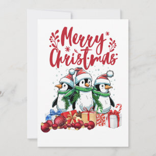 Cartão De Festividades Natal da Família Pinguim
