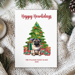 Cartão De Festividades Natal da família Pug Dog