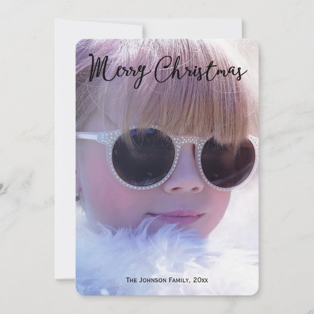 Cartão De Festividades Natal da família redonda (Frente)