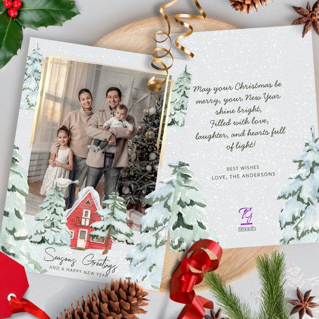 Cartão De Festividades Natal da Família Um Foto Nórdica Pinheiros Nórdico (Criador carregado)