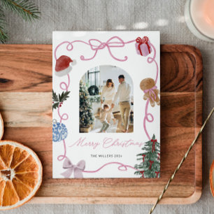 Cartão De Festividades Natal da família Whimsical Watercolor