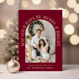 Cartão De Festividades Natal da Feliz de Foto do Arch Elegante Bright Bur