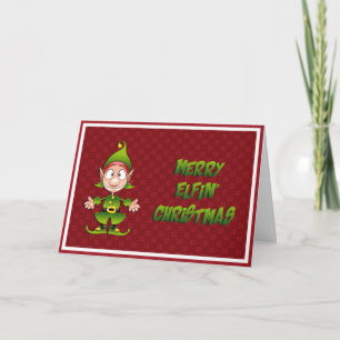 Cartão De Festividades Natal da feliz Elfin