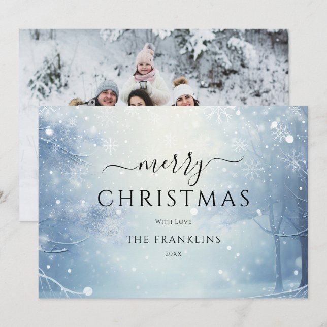 Cartão De Festividades Natal da Floresta das Maravilhas do inverno (Frente/Verso)