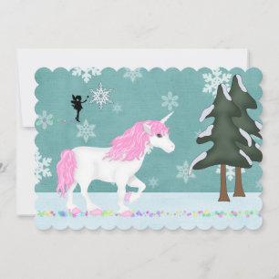 Cartão De Festividades Natal da Floresta de Inverno da Fada e do Unicórni