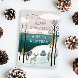 Cartão De Festividades Natal da floresta e Ano Novo | Floresta de inverno
