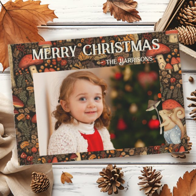 Cartão De Festividades Natal da Floresta Florestal de Cogumelos (Criador carregado)