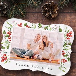 Cartão De Festividades Natal da Folhagem de Berry Holly Botânica da Aquar