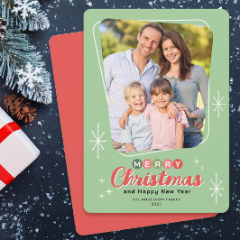 Cartão De Festividades Natal da Foto Moderna do Século Retro